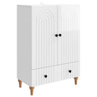 Dressoir hoogglans wit 66x34,5x95 cm bewerkt hout