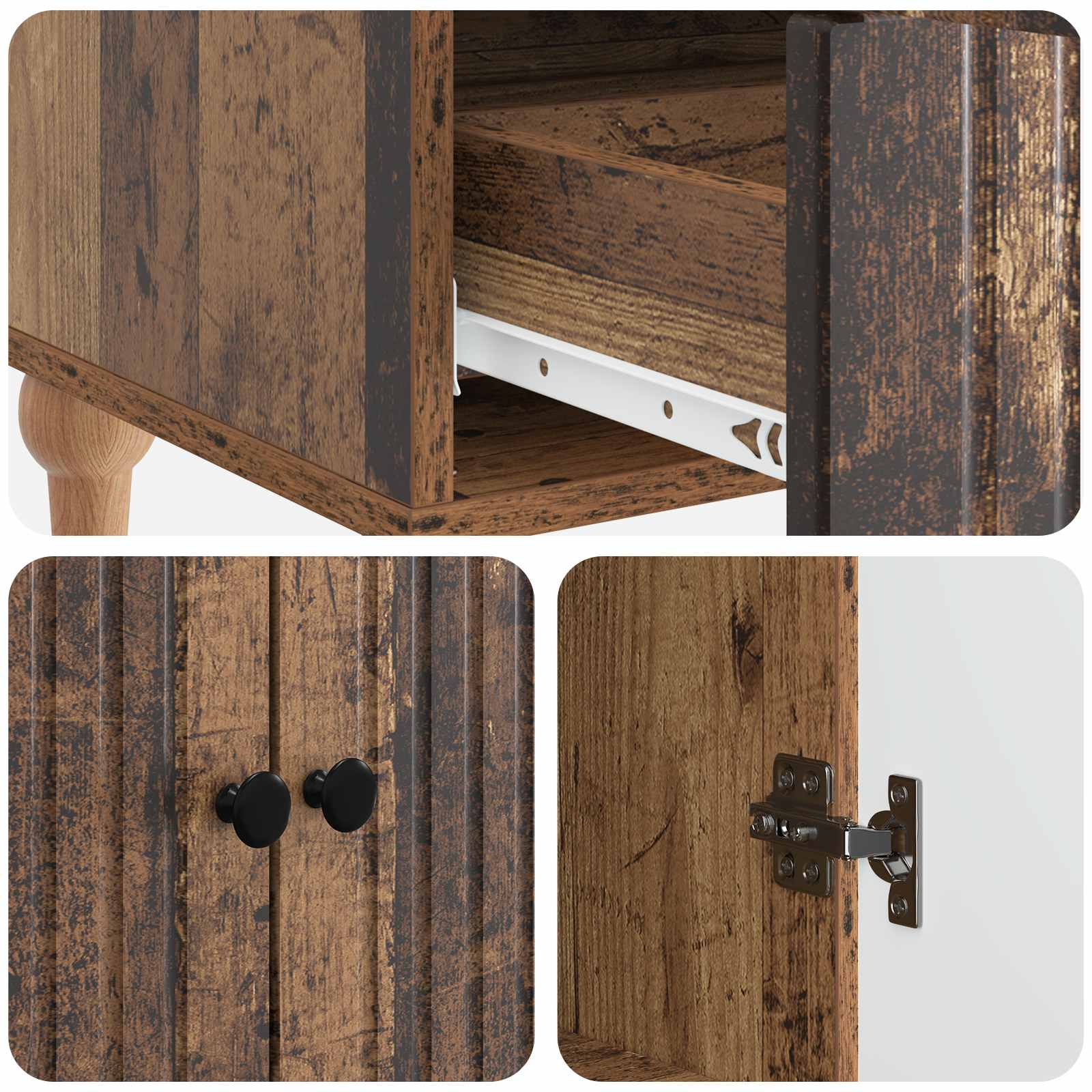 Dressoir met lade Oud hout 66 x 34,5 x 95 cm Bewerkt hout