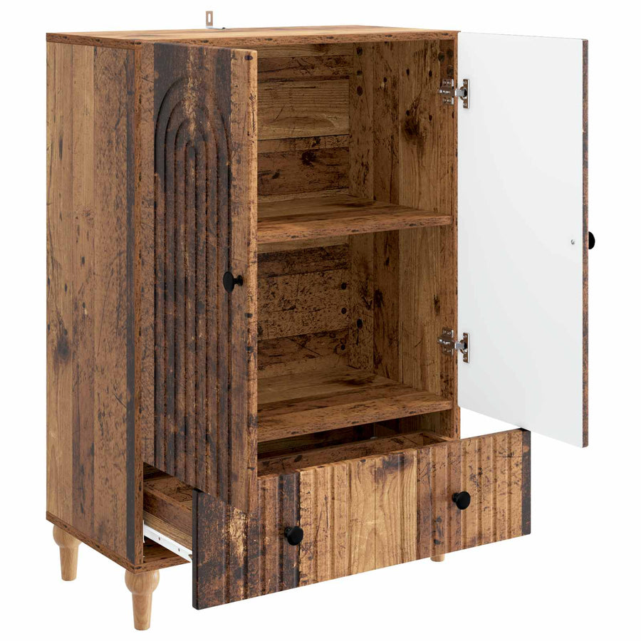 Dressoir met lade Oud hout 66 x 34,5 x 95 cm Bewerkt hout
