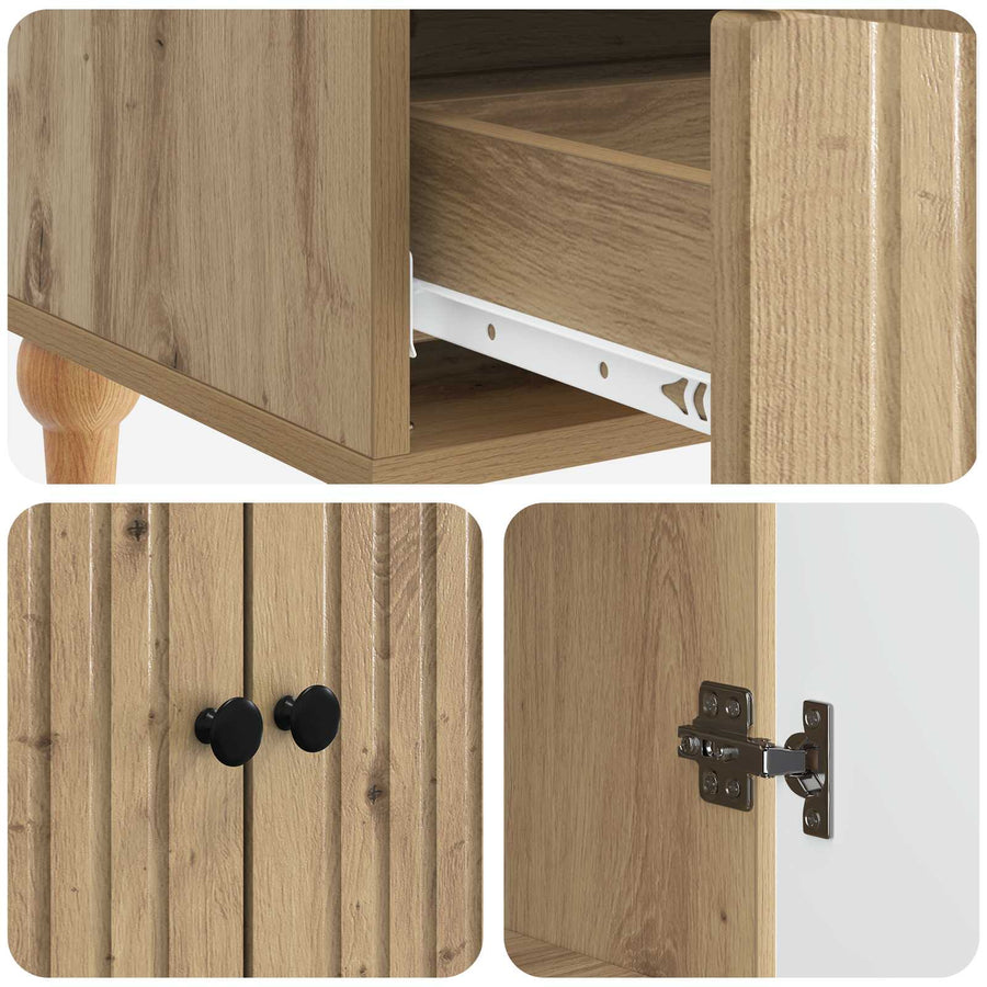 Dressoir Artisanaal eiken 66 x 34,5 x 95 cm Bewerkt hout