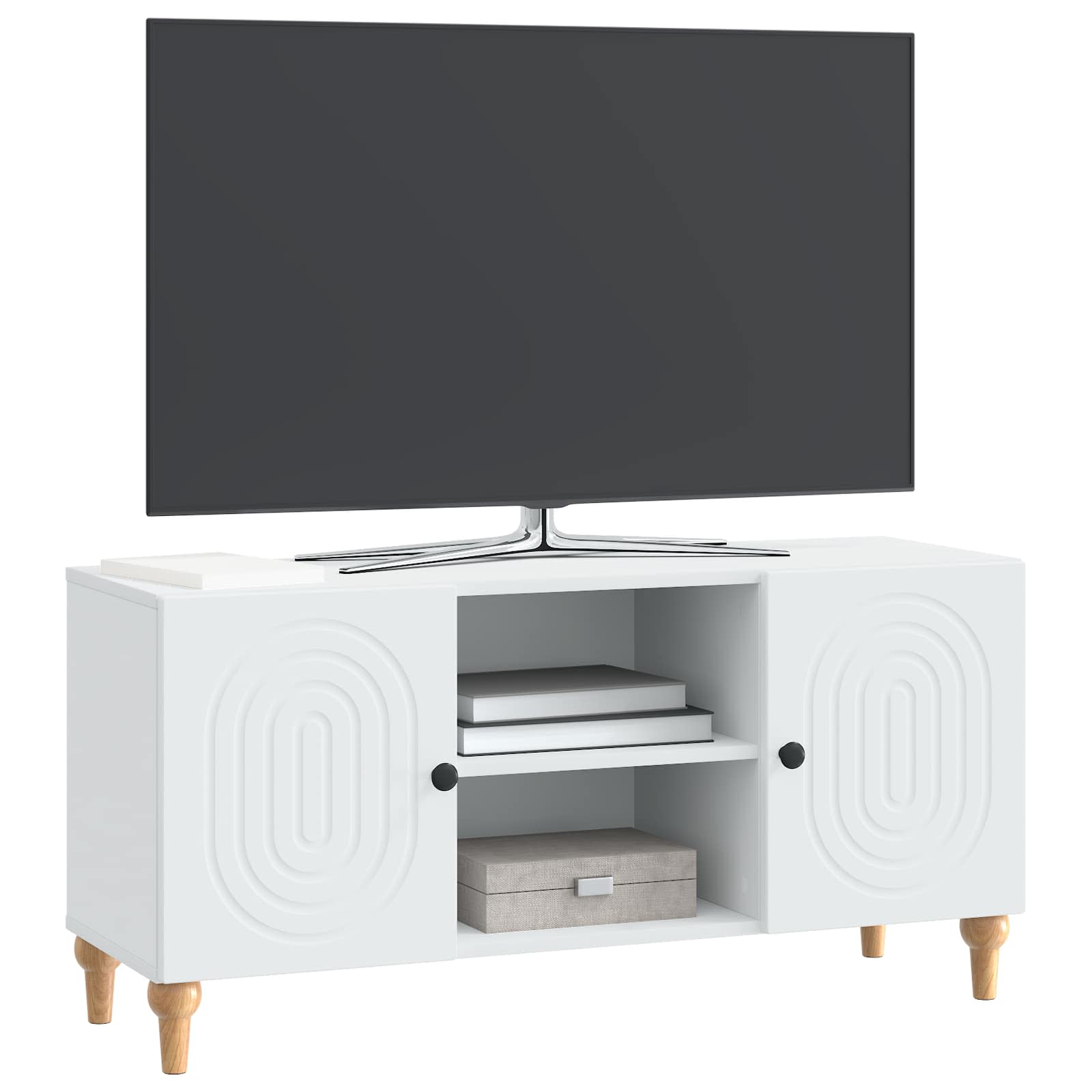 TV-kast Wit 102 x 34,5 x 50 cm Bewerkt hout