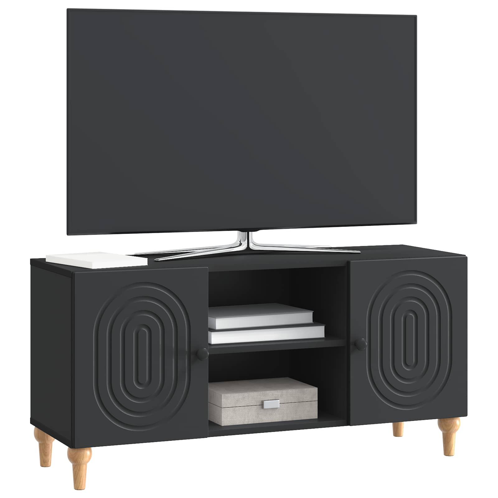 TV-kast Zwart 102 x 34,5 x 50 cm Bewerkt hout
