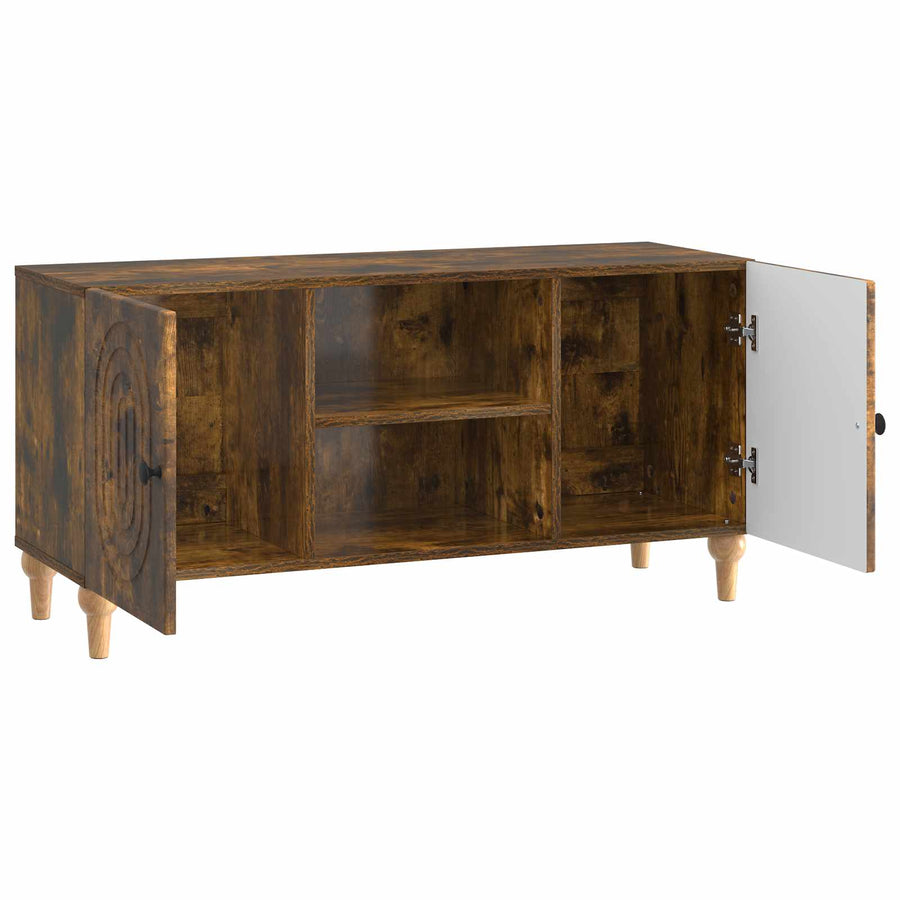 TV-kast Gerookt eiken 102 x 34,5 x 50 cm Bewerkt hout