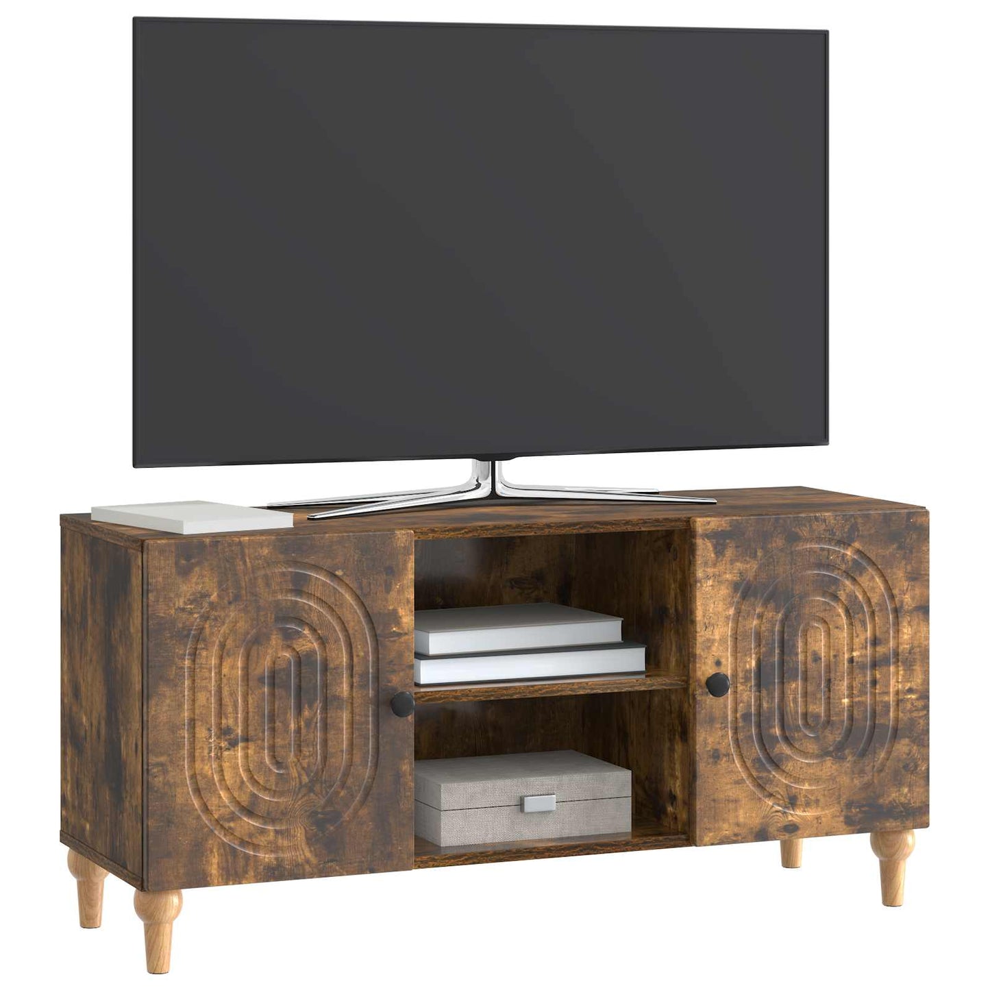 TV-kast Gerookt eiken 102 x 34,5 x 50 cm Bewerkt hout