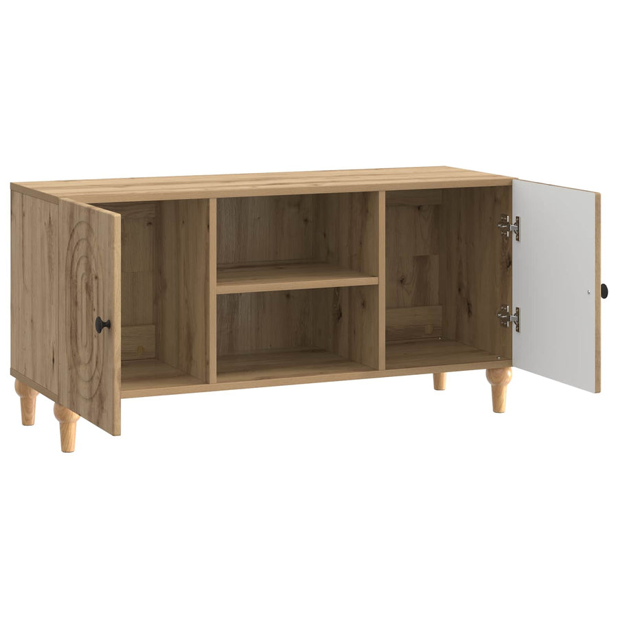 TV-kast Artisanaal eiken 102 x 34,5 x 50 cm Bewerkt hout