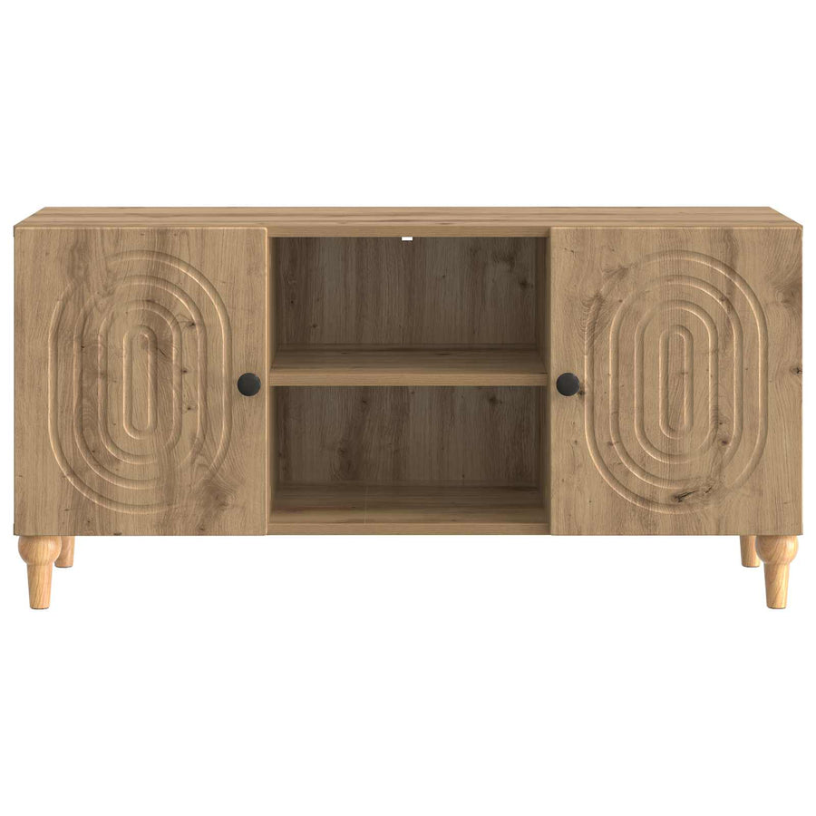 TV-kast Artisanaal eiken 102 x 34,5 x 50 cm Bewerkt hout