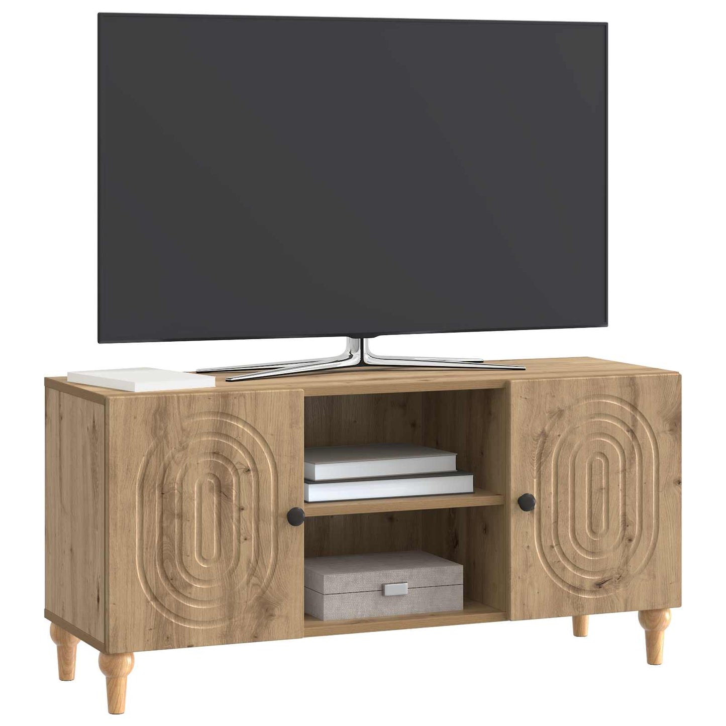 TV-kast Artisanaal eiken 102 x 34,5 x 50 cm Bewerkt hout