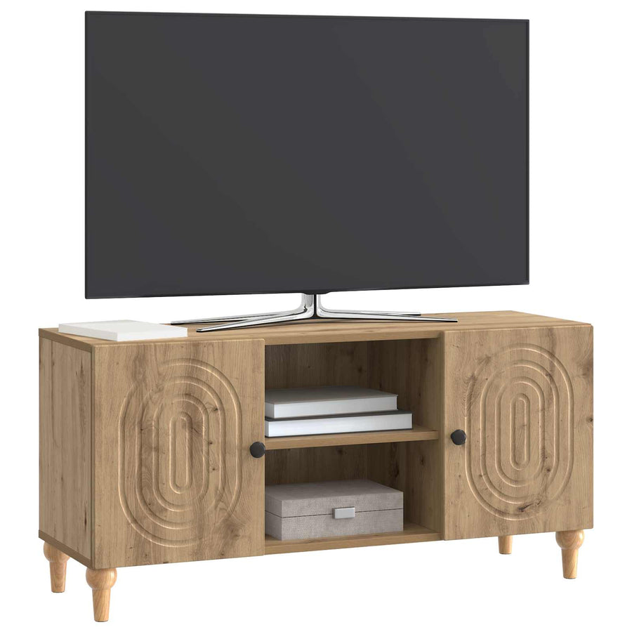 TV-kast Artisanaal eiken 102 x 34,5 x 50 cm Bewerkt hout