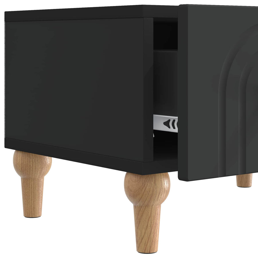 TV-kast met lade Zwart 147 x 34,5 x 30 cm Bewerkt hout