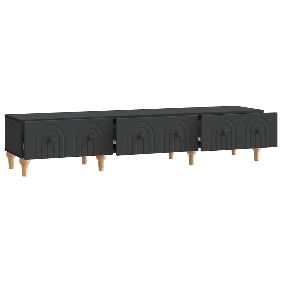 TV-kast met lade Zwart 147 x 34,5 x 30 cm Bewerkt hout