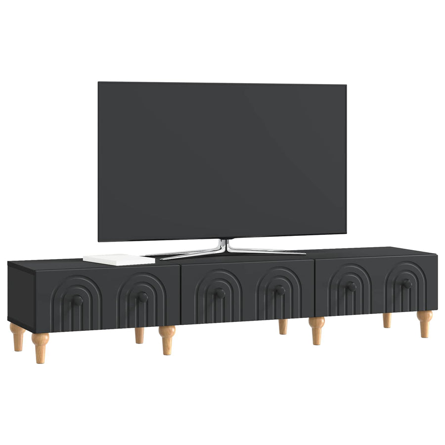 TV-kast met lade Zwart 147 x 34,5 x 30 cm Bewerkt hout