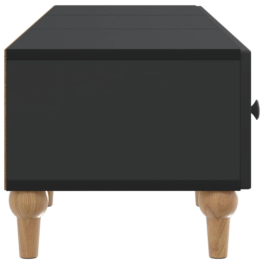 TV-kast met lade Zwart 147 x 34,5 x 30 cm Bewerkt hout