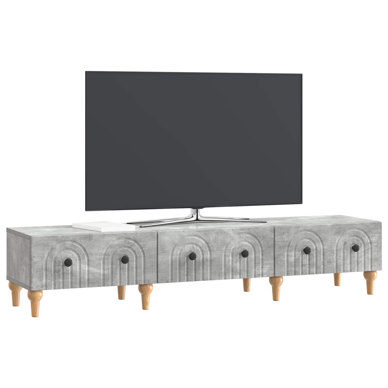 TV-kast met lade Betongrijs 147 x 34,5 x 30 cm Bewerkt hout