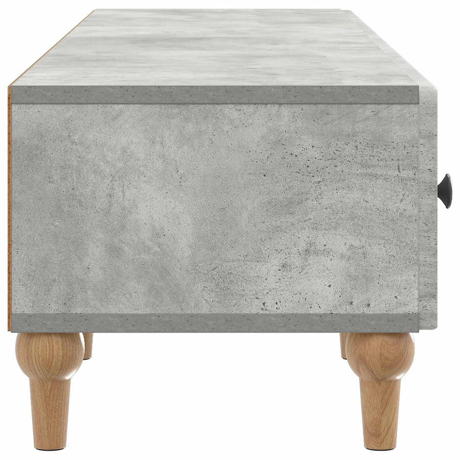 TV-kast met lade Betongrijs 147 x 34,5 x 30 cm Bewerkt hout