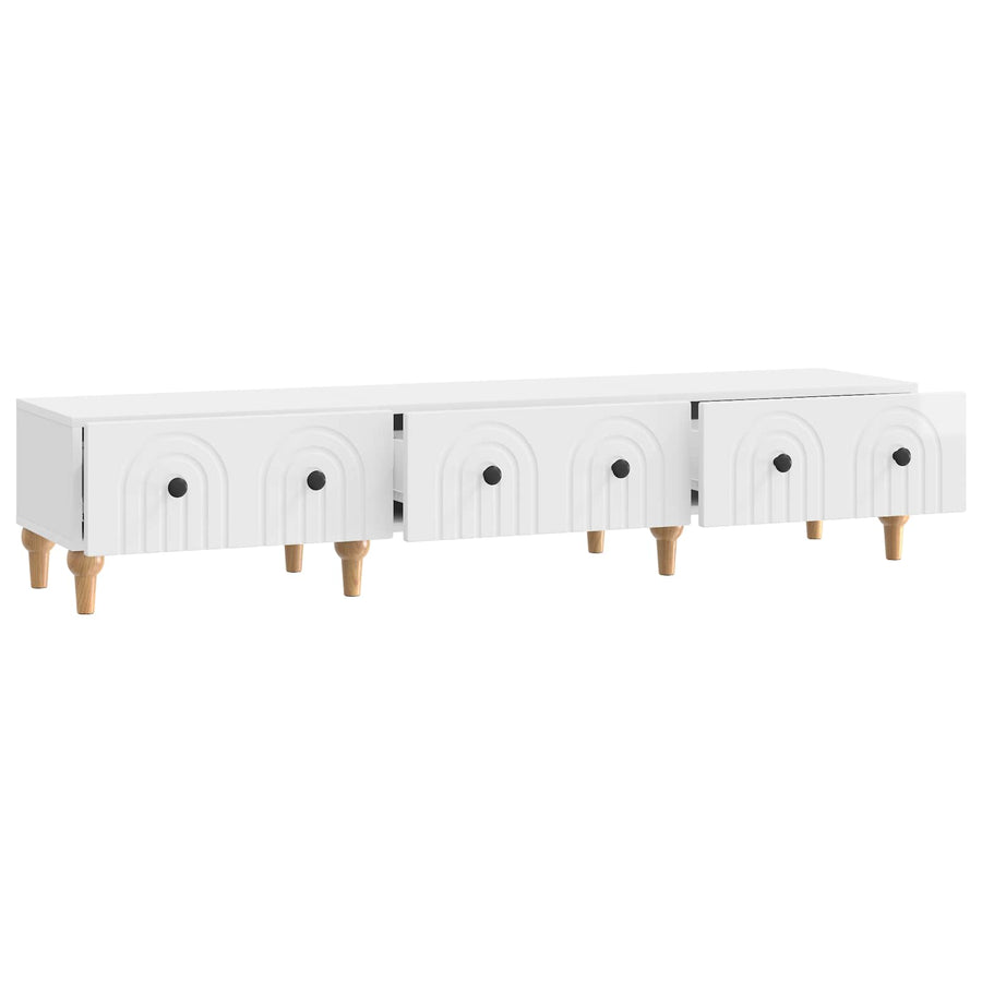 TV-kast met lade Hoogglans Wit 147 x 34,5 x 30 cm Bewerkt hout