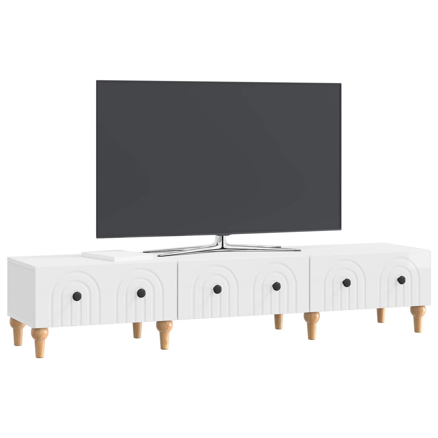 TV-kast met lade Hoogglans Wit 147 x 34,5 x 30 cm Bewerkt hout