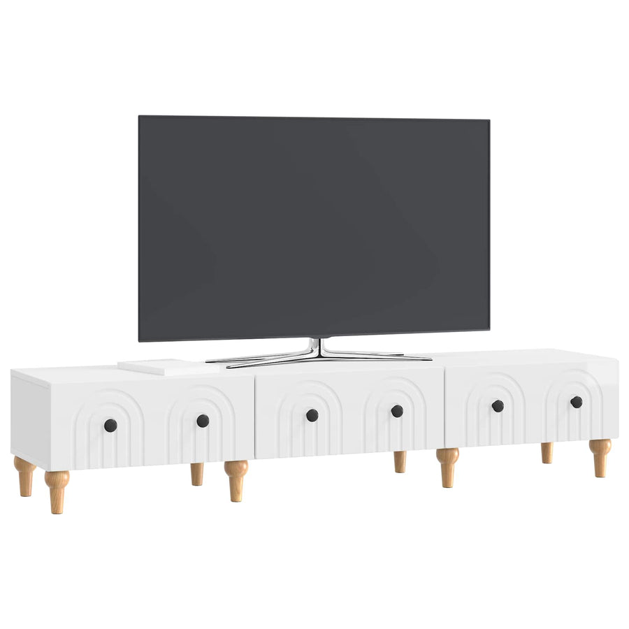 TV-kast met lade Hoogglans Wit 147 x 34,5 x 30 cm Bewerkt hout
