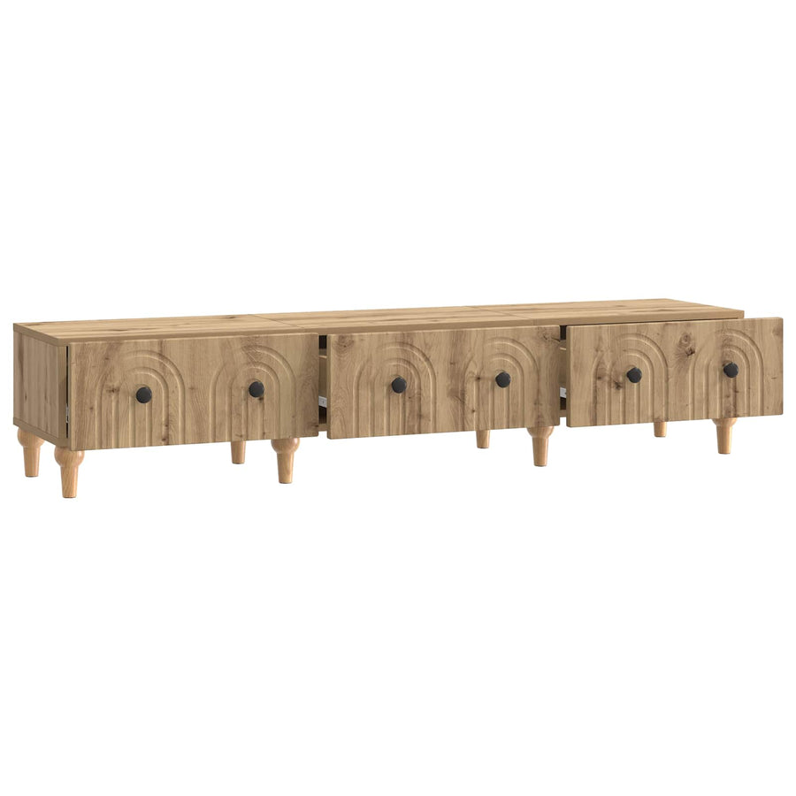 TV-kast Artisanaal eiken 147 x 34,5 x 30 cm Bewerkt hout