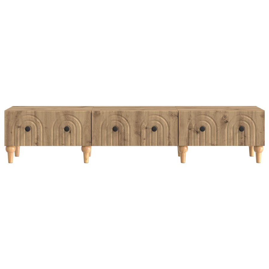 TV-kast Artisanaal eiken 147 x 34,5 x 30 cm Bewerkt hout