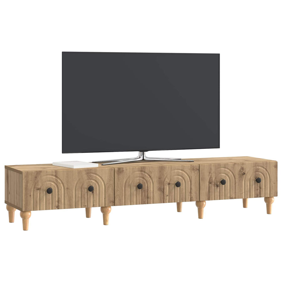 TV-kast Artisanaal eiken 147 x 34,5 x 30 cm Bewerkt hout
