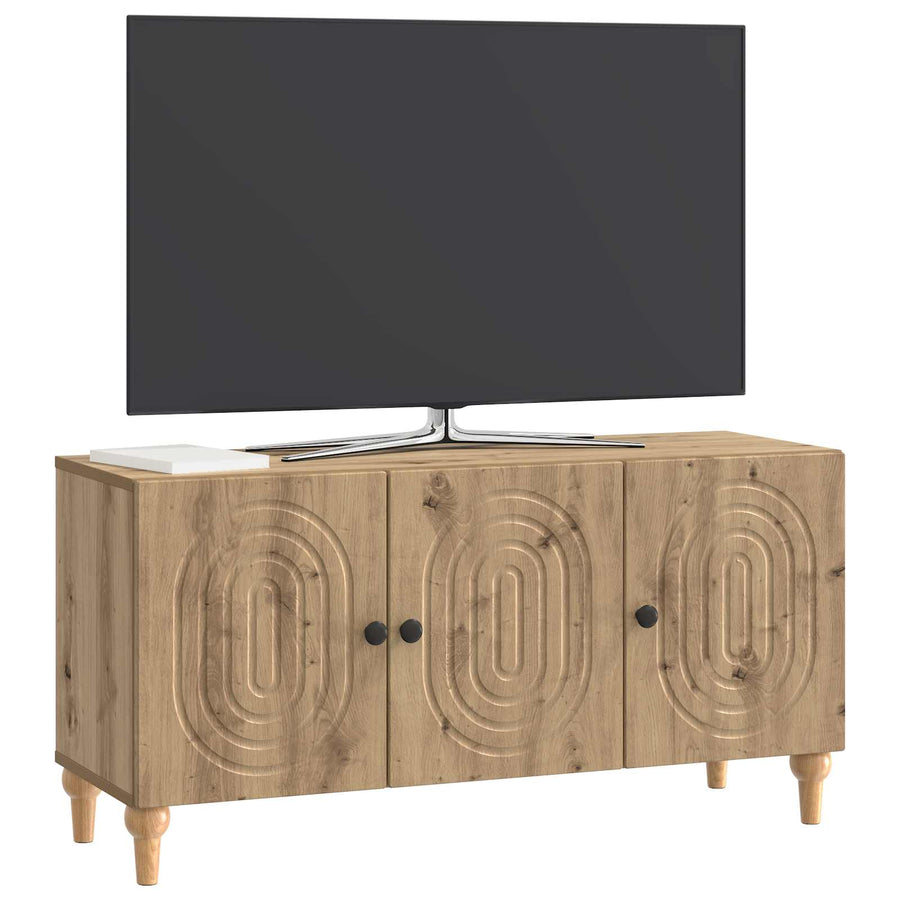 TV-kast Artisanaal eiken 99 x 34,5 x 50 cm Bewerkt hout