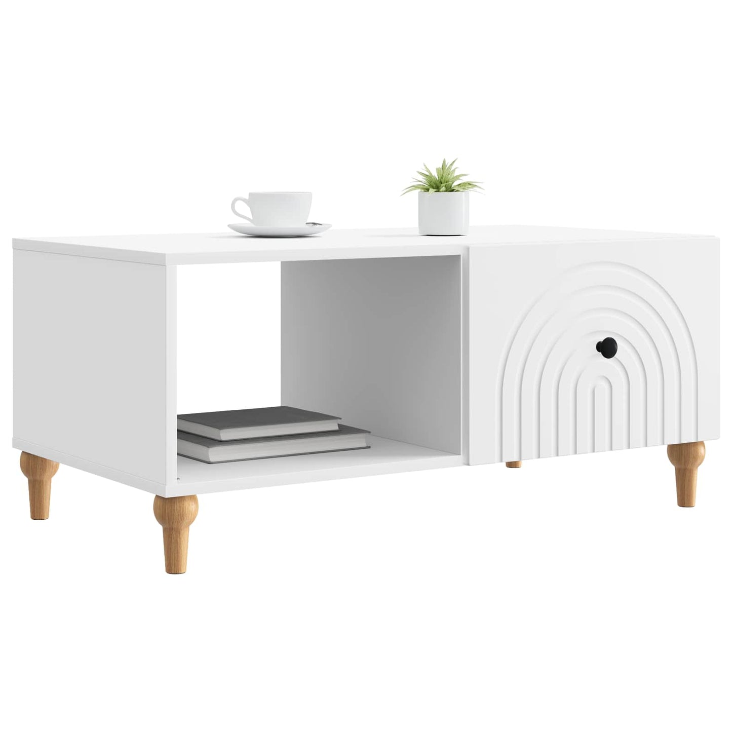 Salontafel Wit 90 x 50 x 40 cm Bewerkt hout