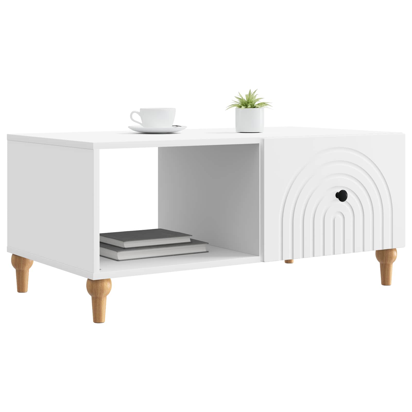 Salontafel Wit 90 x 50 x 40 cm Bewerkt hout