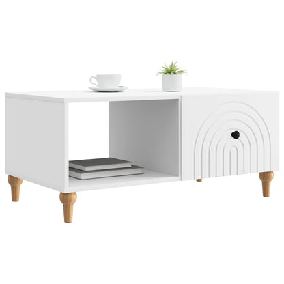 Salontafel Wit 90 x 50 x 40 cm Bewerkt hout