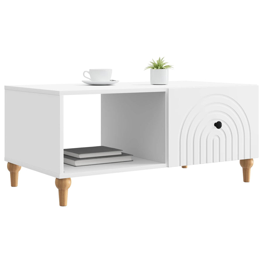 Salontafel Wit 90 x 50 x 40 cm Bewerkt hout