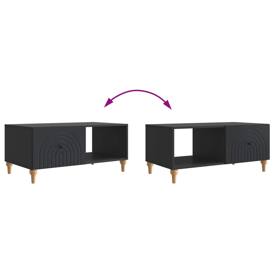 Salontafel Zwart 90 x 50 x 40 cm Bewerkt hout