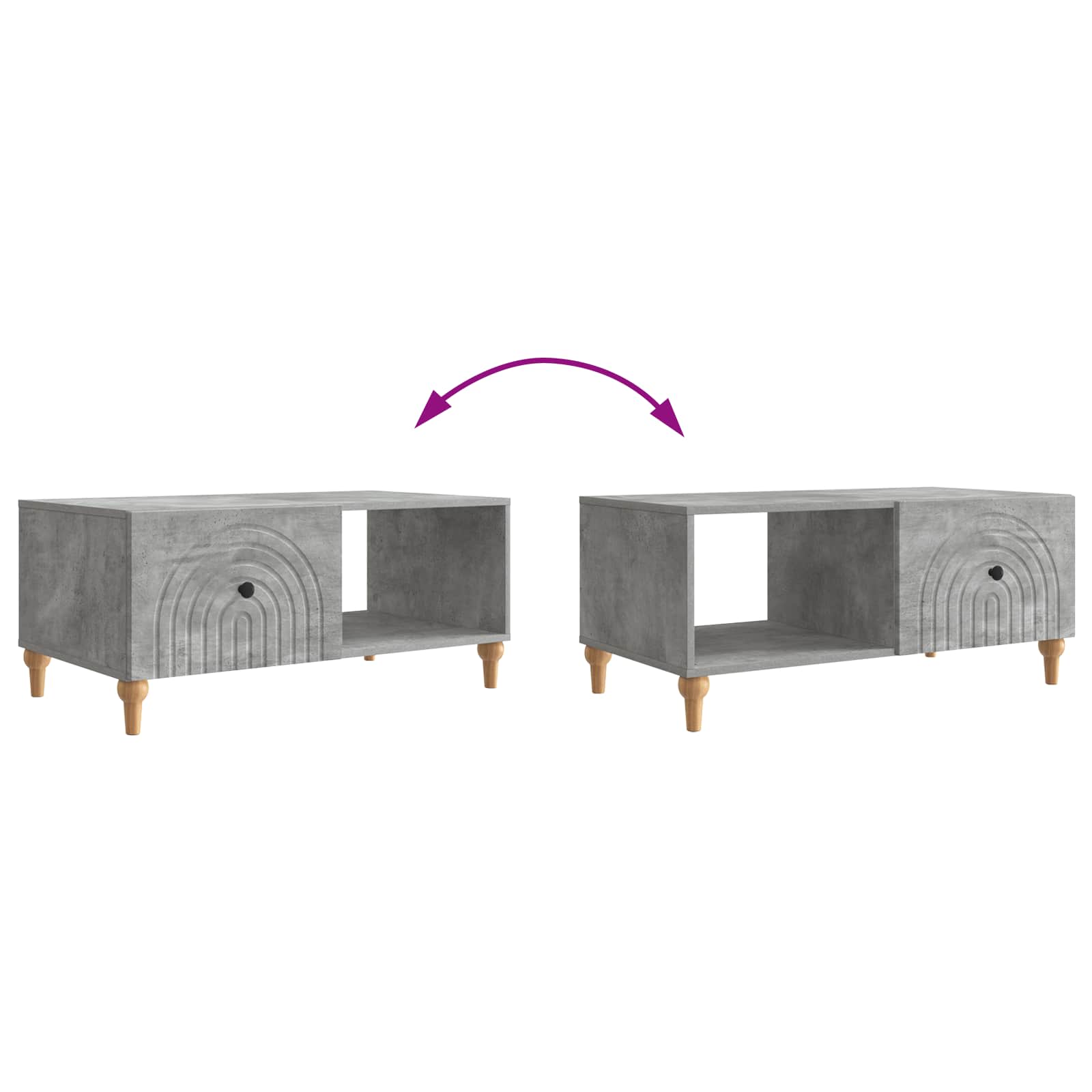 Salontafel Betongrijs 90 x 50 x 40 cm Bewerkt hout