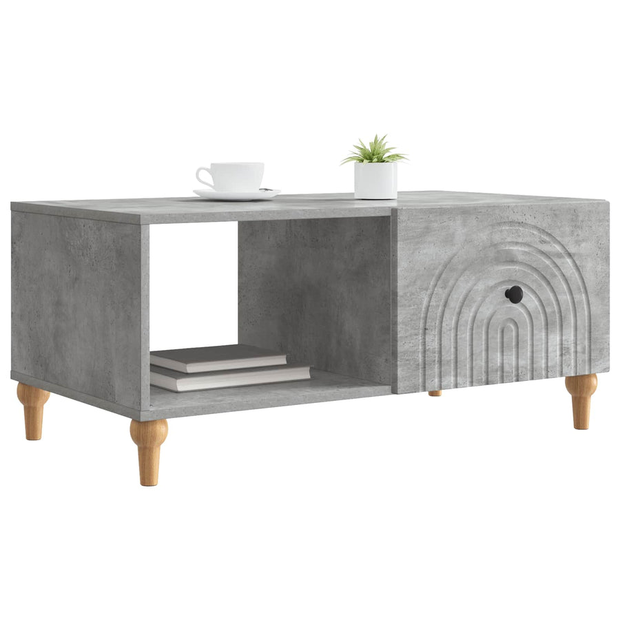 Salontafel Betongrijs 90 x 50 x 40 cm Bewerkt hout