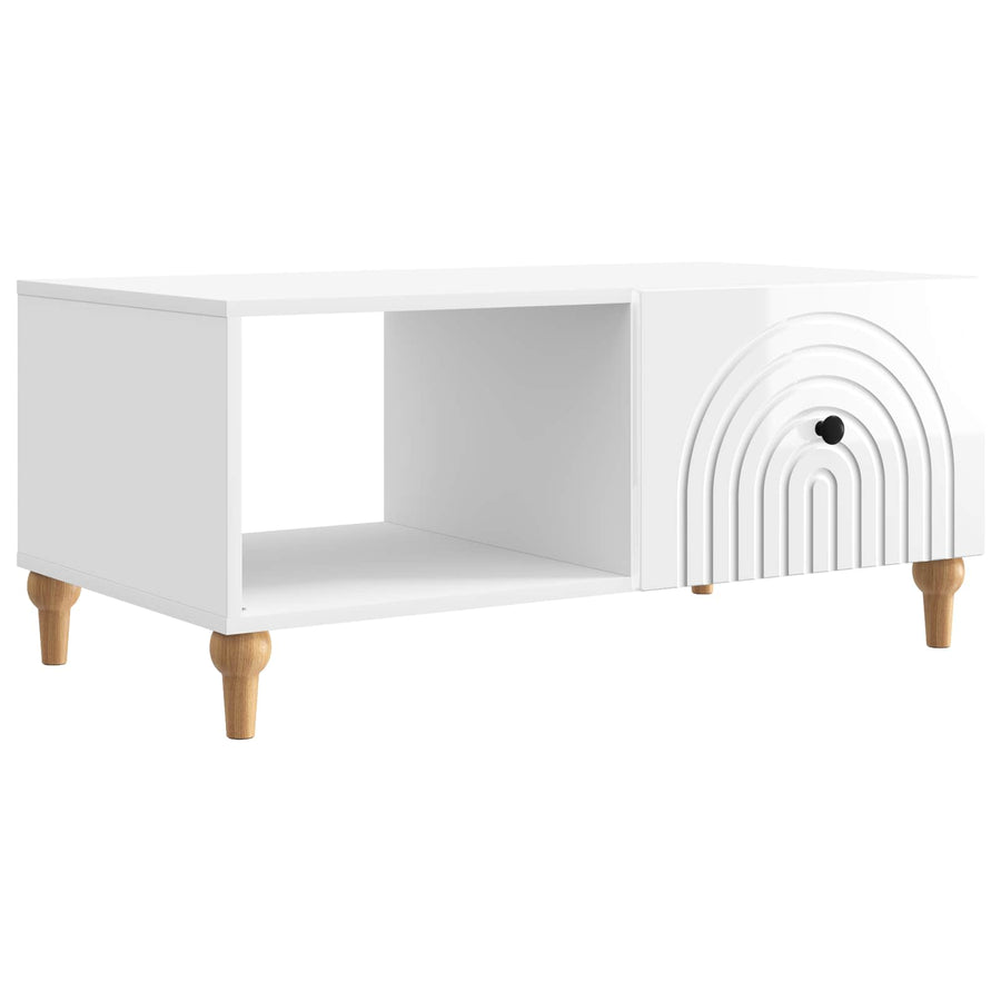 Salontafel Hoogglans Wit 90 x 50 x 40 cm Bewerkt hout