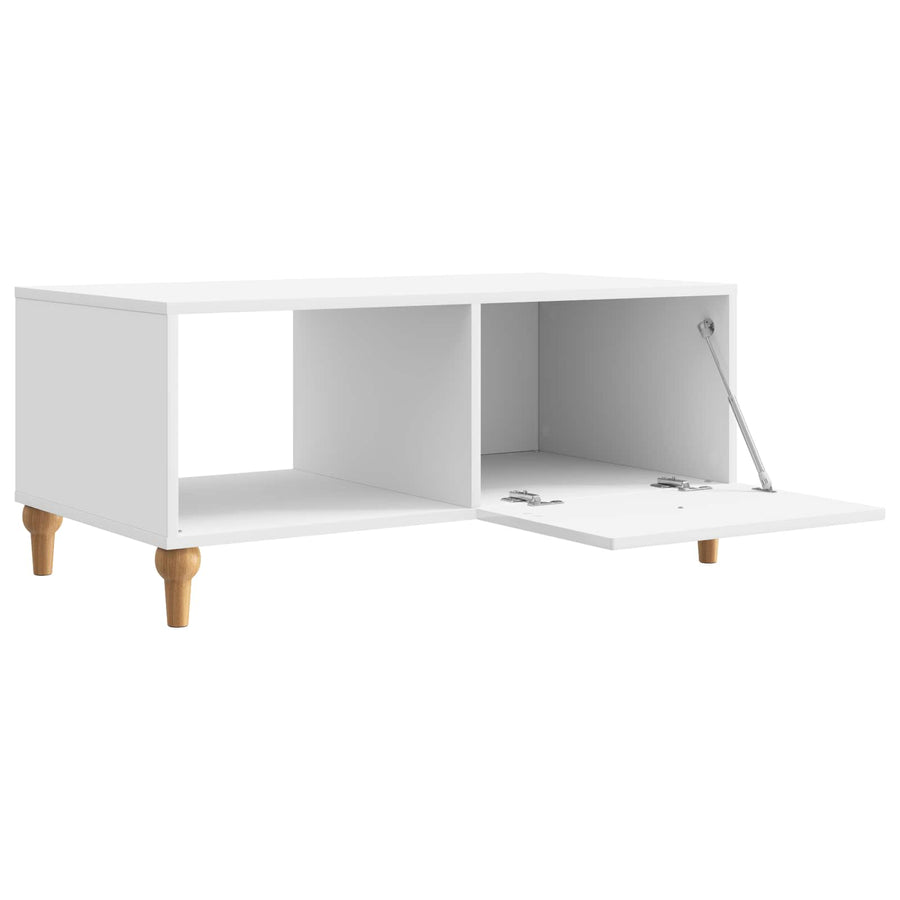 Salontafel Hoogglans Wit 90 x 50 x 40 cm Bewerkt hout