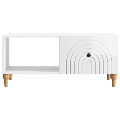 Salontafel Hoogglans Wit 90 x 50 x 40 cm Bewerkt hout