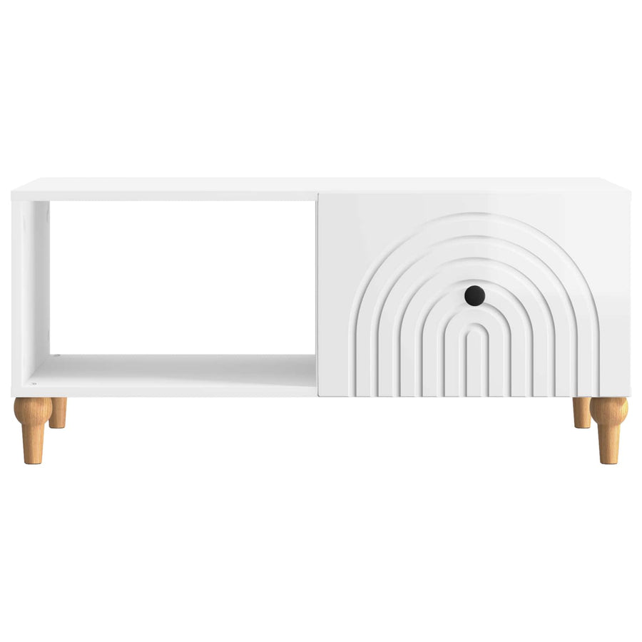 Salontafel Hoogglans Wit 90 x 50 x 40 cm Bewerkt hout