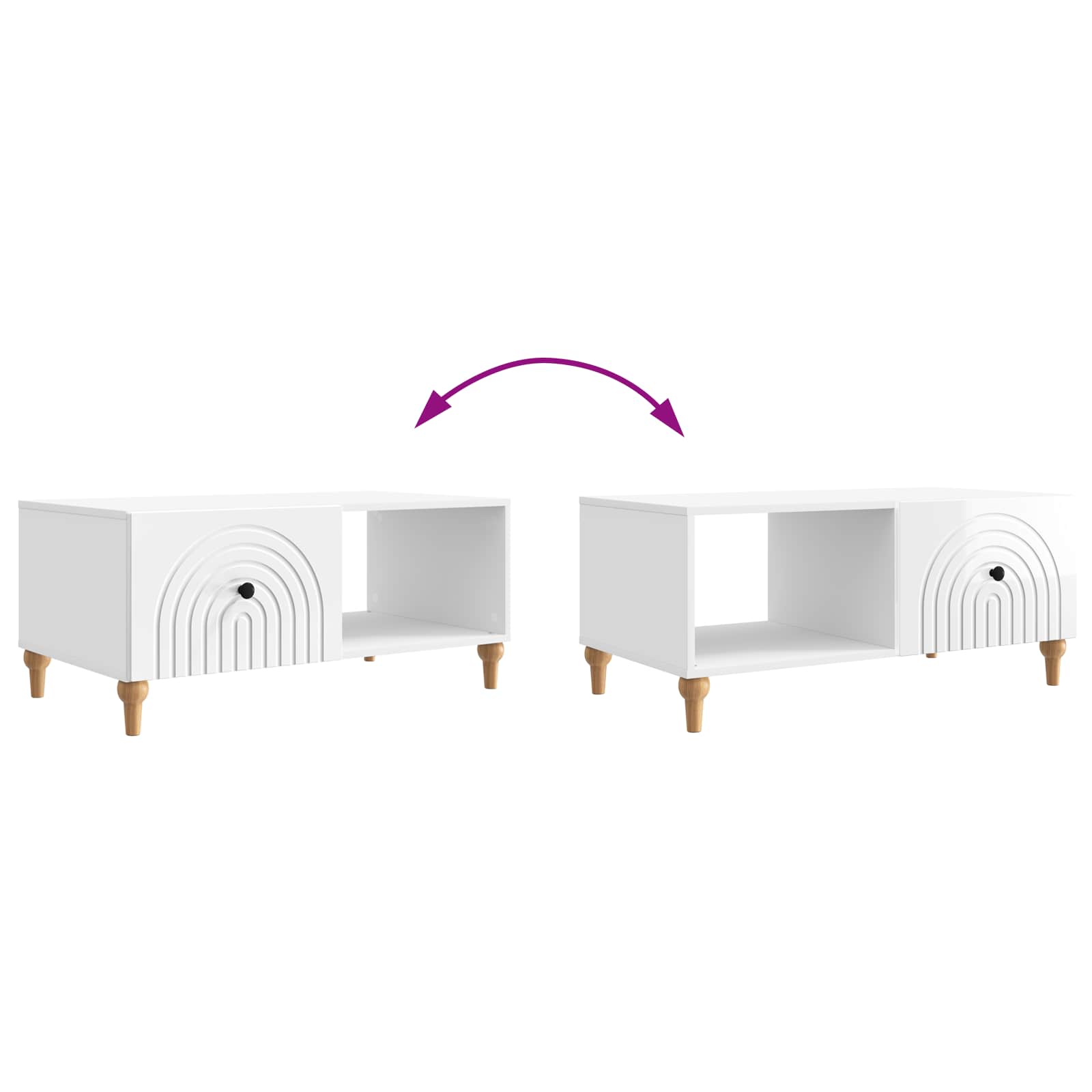 Salontafel Hoogglans Wit 90 x 50 x 40 cm Bewerkt hout