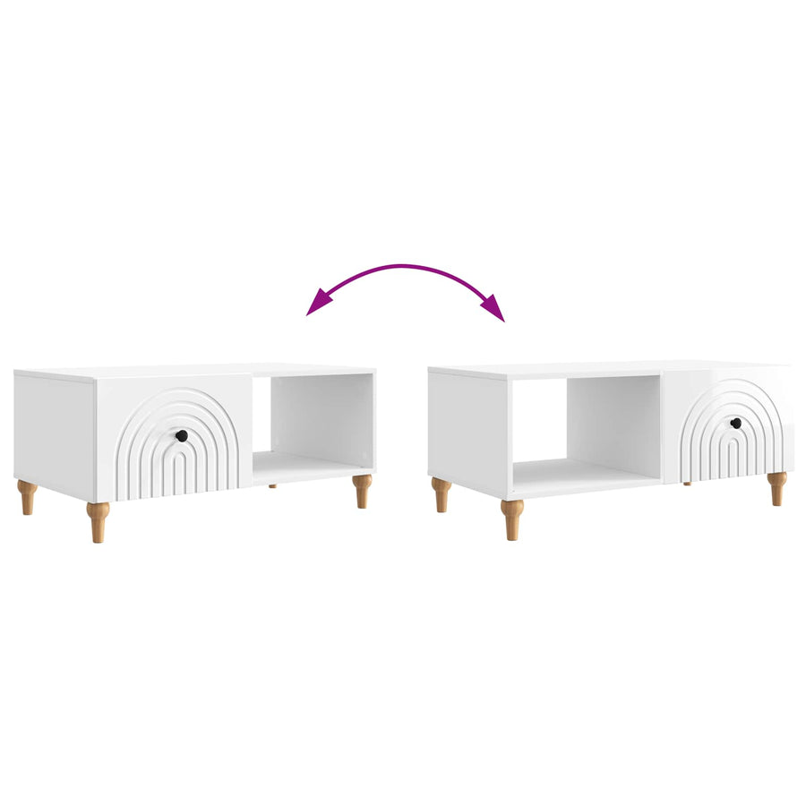 Salontafel Hoogglans Wit 90 x 50 x 40 cm Bewerkt hout