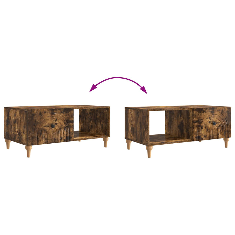 Salontafel Gerookt eiken 90 x 50 x 40 cm Bewerkt hout