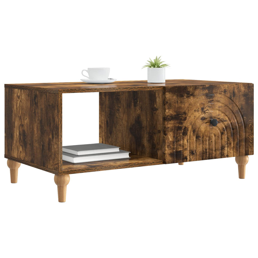 Salontafel Gerookt eiken 90 x 50 x 40 cm Bewerkt hout