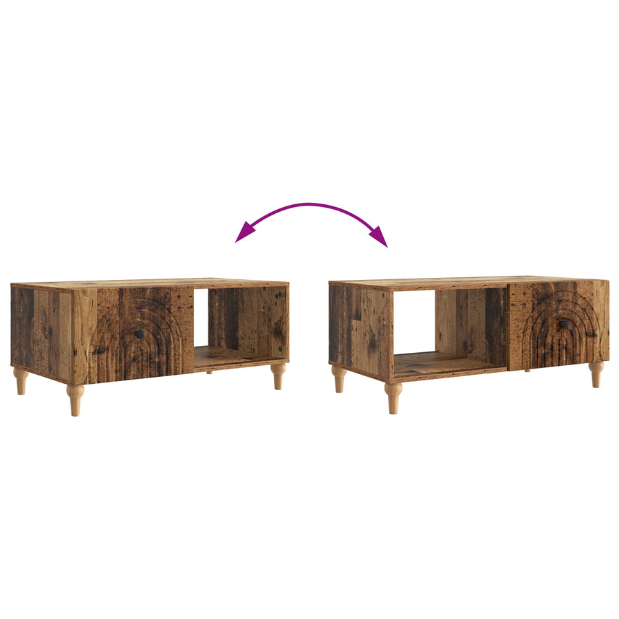 Salontafel Oud hout 90 x 50 x 40 cm Bewerkt hout
