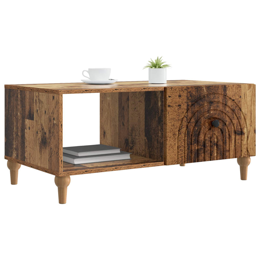 Salontafel Oud hout 90 x 50 x 40 cm Bewerkt hout