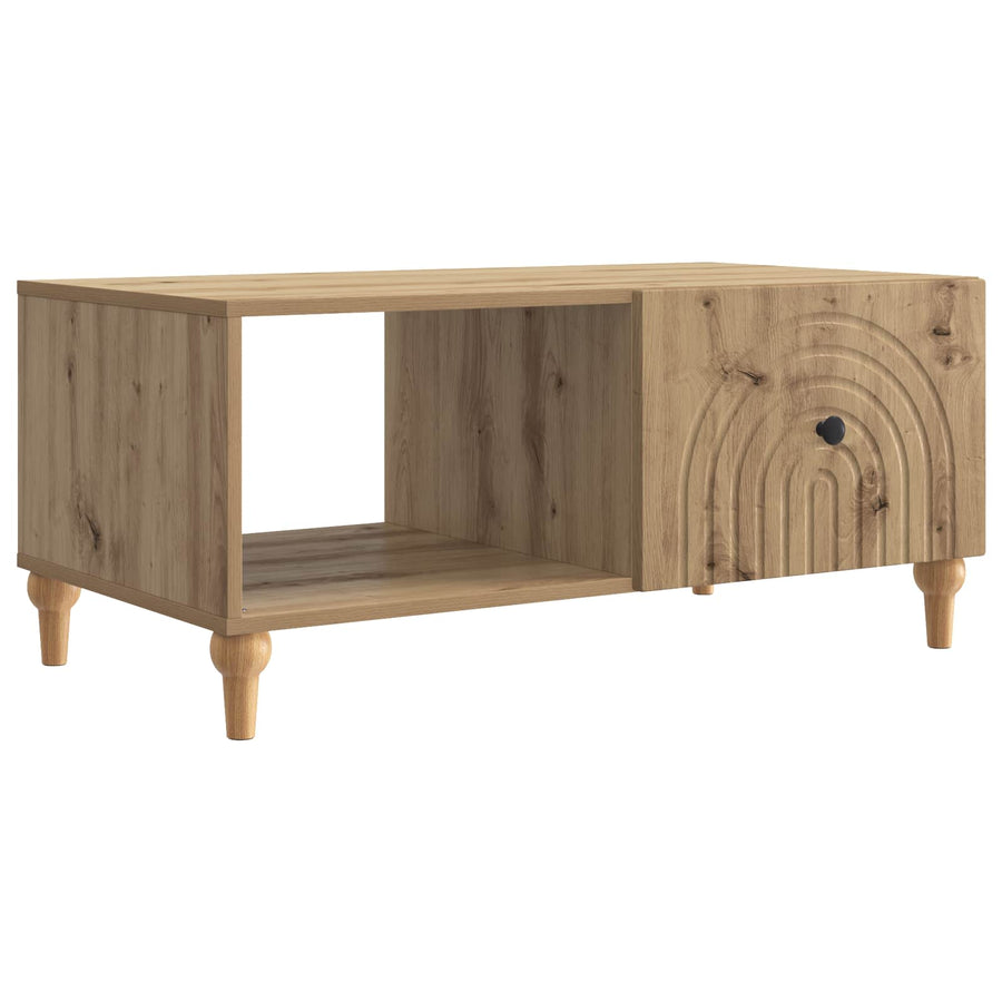 Salontafel Artisanaal eiken 90 x 50 x 40 cm Bewerkt hout