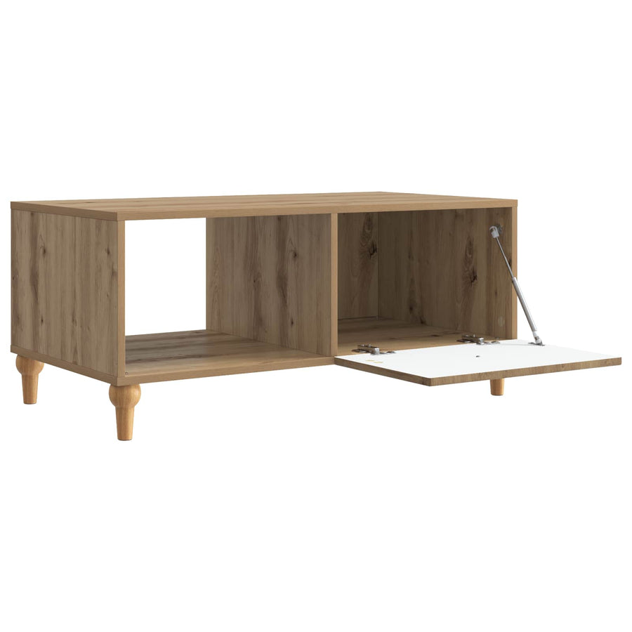 Salontafel Artisanaal eiken 90 x 50 x 40 cm Bewerkt hout