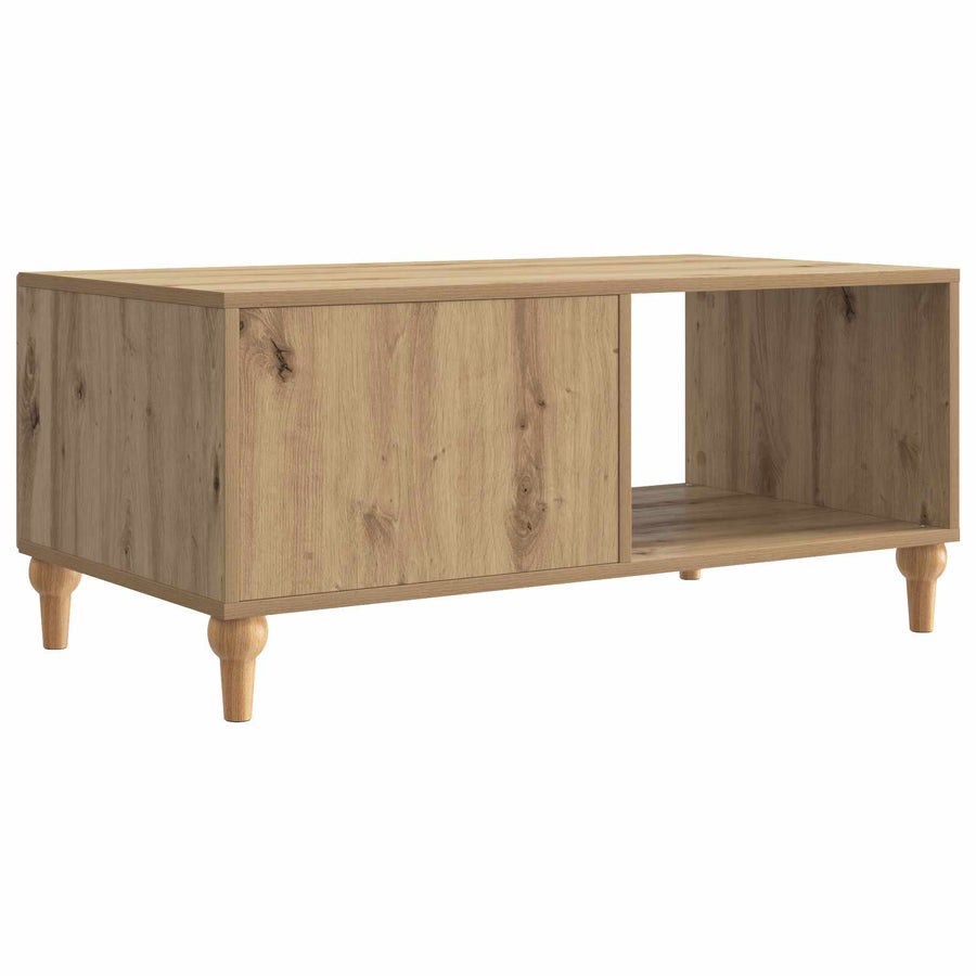 Salontafel Artisanaal eiken 90 x 50 x 40 cm Bewerkt hout