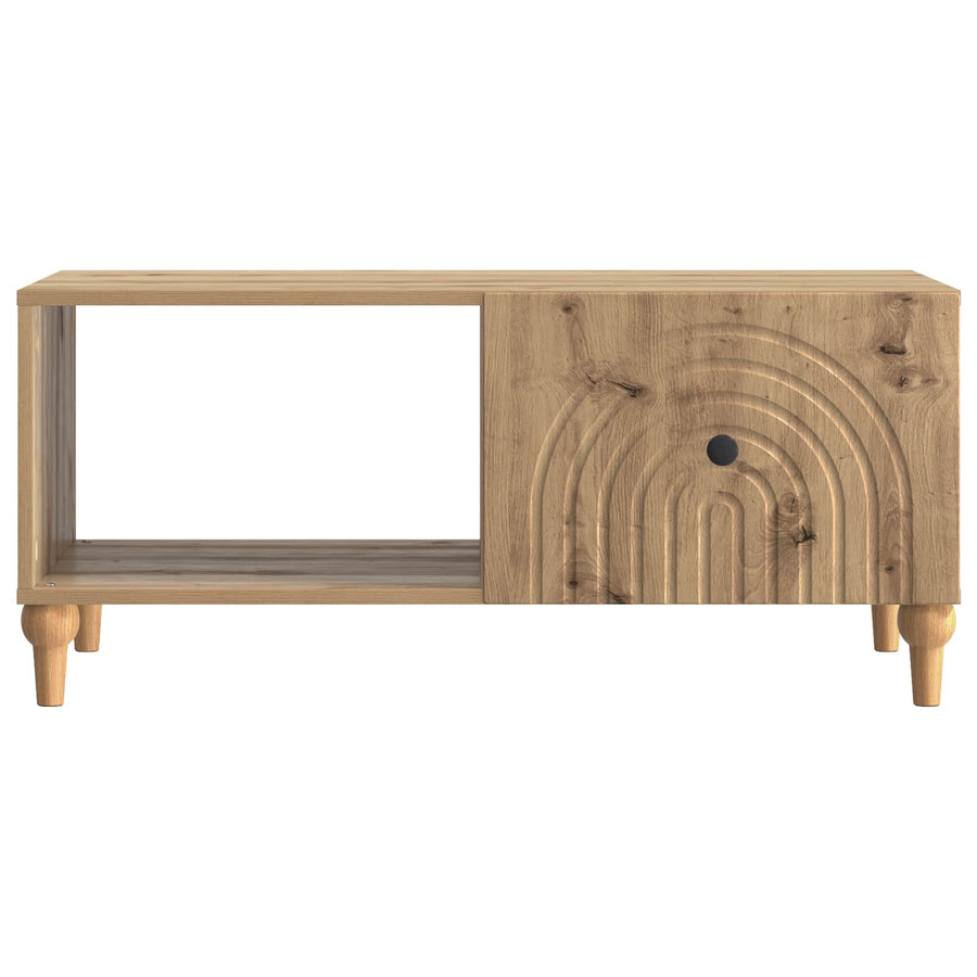 Salontafel Artisanaal eiken 90 x 50 x 40 cm Bewerkt hout