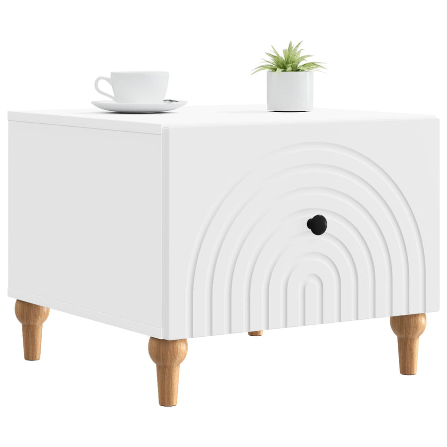 Salontafel met lade Wit 49 x 50 x 40 cm Bewerkt hout