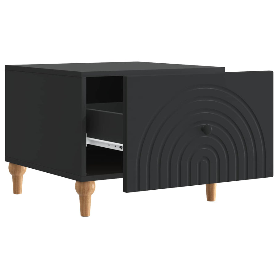 Salontafel met lade Zwart 49 x 50 x 40 cm Bewerkt hout
