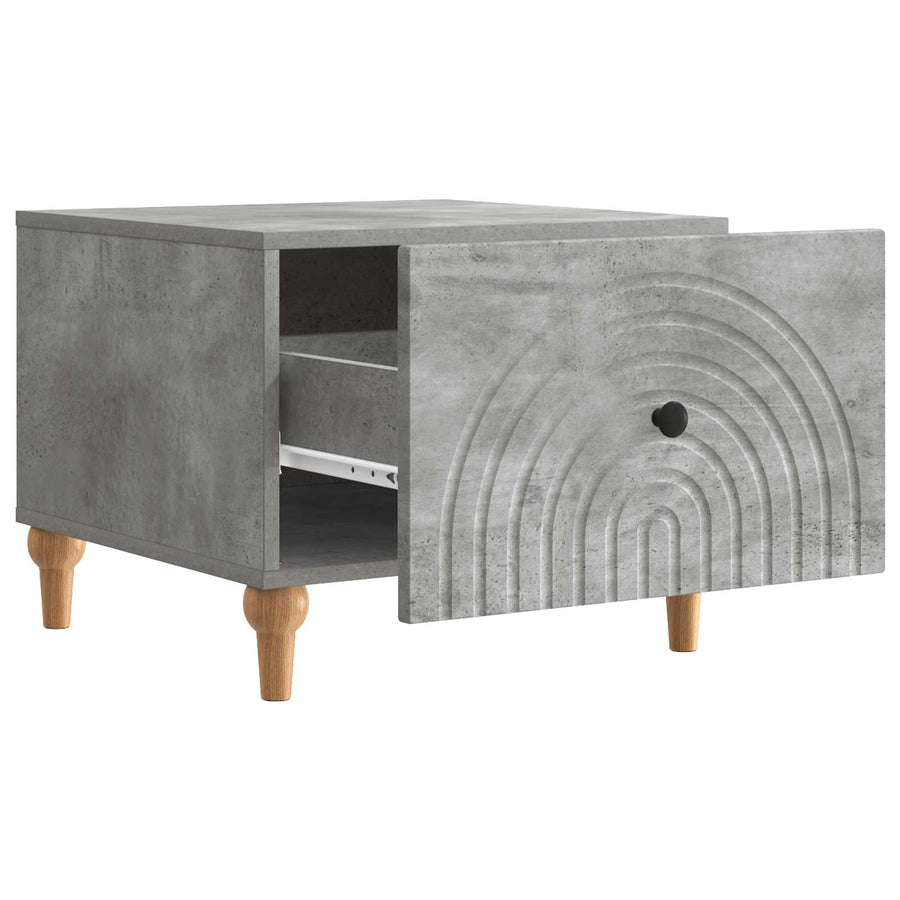 Salontafel met lade Betongrijs 49 x 50 x 40 cm Bewerkt hout