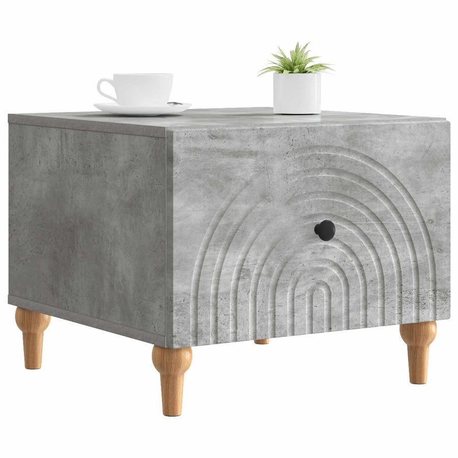 Salontafel met lade Betongrijs 49 x 50 x 40 cm Bewerkt hout